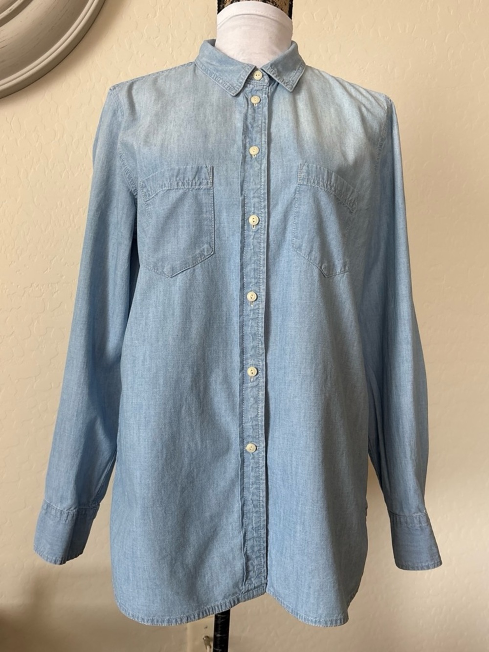J.Crew Classic-fit chambray women’s light blue shirt button down. 12T